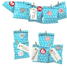 Frau Wundervoll DIY Adventskalender zum Befüllen beachblau Stern 13x16,5cm