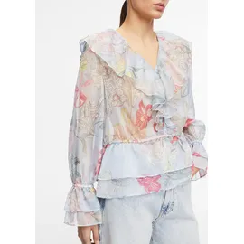 Comma, Feminine Chiffonbluse mit Volant-Details Blau/Mehrfarbig 38