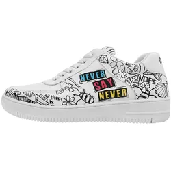 Sneaker DOGO "Damen Dice Sneakers Never Say Never Vegan Damen Sneaker / Female", Damen, Gr. 38, Normalschaft, bunt (weiß), Lederimitat, Schuhe Modernsneaker Sneaker low, Vegan