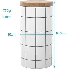 Intirilife Vorratsdose aus Keramik in Größe L mit Deckel - 10 x 18.5 cm - 1000 ml Füllmenge - Luftdichter spülmaschinenfester Vorratsbehälter für Tee Kaffee