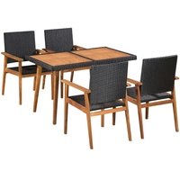 vidaXL 5-tlg. Garten-Essgruppe Poly Rattan Schwarz und Braun