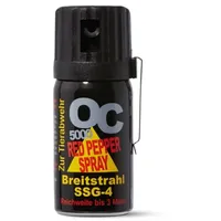 Pfefferspray mit Metallclip - EXTRA STARK - OC5000 SSG-4 Breitstrahl und Weitstrahl 40ml zur Selbstverteidigung hochwertiges KO Spray mit Federdeckel (Breitstrahl, 4)