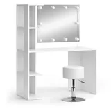 Vicco Schminktisch Tower Weiß 122 x 55 cm mit Beleuchtung und Hocker