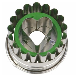 STÄDTER Ausstechform Linzer Herz mit Auswerfer Ø 4.8 cm, Edelstahl silberfarben