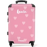 NoBoringSuitcases.com® Kinderkoffer Mädchen - Herzchenmuster - Koffer Kinder Mädchen - Koffer personalisiert 67x43x25cm - Kinder Koffer Madchen - Kinder Trolley Mädchen