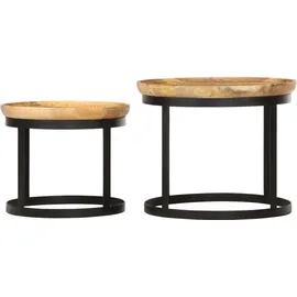 vidaXL Runde Beistelltische Braun Mangoholz 5900 x 5000 cm