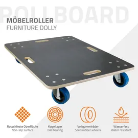 ECD Germany 2er Set Transportroller 60x80 cm, bis 800 kg Siebdruckplatte für Umzug, Rollbrett Möbelroller Möbel-Transport Möbelhund