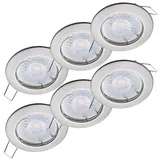 Oktaplex lighting Oktaplex 6er Set Einbauleuchte Sedan inkl. LED-Module Neutralweiß 380lm Gebürstete Edelstahloptik Deckenstrahler