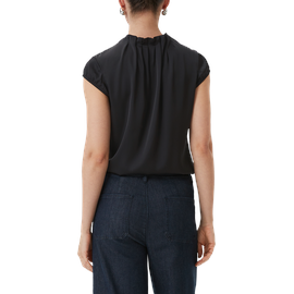 Comma, comma Satinbluse mit Raffung schwarz 38