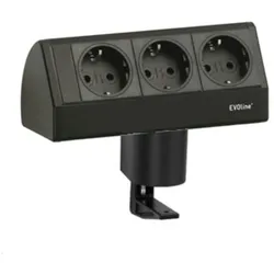EVOline Dock small 3-fach Steckdose mit Befestigungszwinge, schwarz