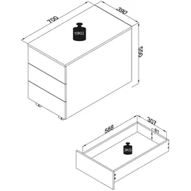 VCM Dalosa Rollcontainer 70 x 39 x 55 cm anthrazit