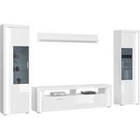 xonox.home kombinierbare Wohnzimmermöbel, Holzwerkstoff, weiß Hochglanz, ca. 351x202x46 cm)