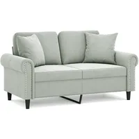 vidaXL 2-Sitzer-Sofa mit Zierkissen Hellgrau 120 cm Samt