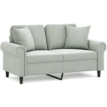 vidaXL 2-Sitzer-Sofa mit Zierkissen Hellgrau 120 cm Samt