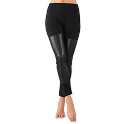 Leggings mit Kunstleder-Besatz, schwarz