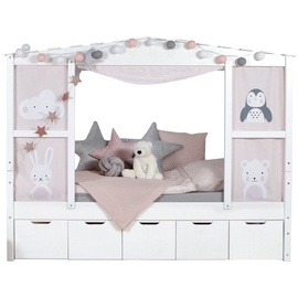TICAA Hausbett mit Bettkasten "Amelie" Kiefer Weiß