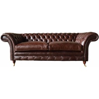 JVmoebel Chesterfield-Sofa, Chesterfield Dreisitzer Sofa Klassisch Design Wohnzimmer Sofas braun