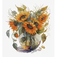 Luca-S Kreuzstich Stickpackung Vase mit Sonnenblume Zählmuster
