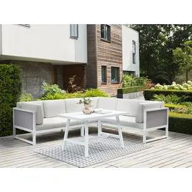Beliani 6-Sitzer Lounge Set Aluminium grau/weiß