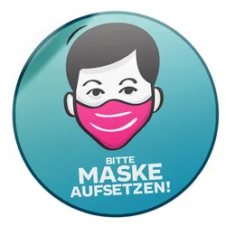Aufkleber rund "Maske auf" - 40cm