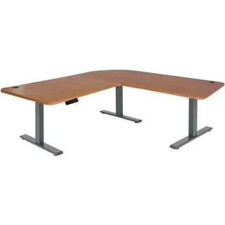 Mendler Eckschreibtisch HWC-D40 Braun / Grau