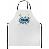 Ferocity Personalisierter Kinderschürze Kind Malschürze Kunstkittel Kochschürze Apron Werkschürze mit einem Motiv Weiß mit Namen Motiv Knall [074]