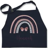 Kinderschürze Schürze Kinder Jungen Mädchen - Regenbogen mit Name personalisiert I Geschenk Regenbögen - 7-14 Jahre - Navy Blau - kinderkochschürzen backschürze junge rainbow - 7-13 Jahre