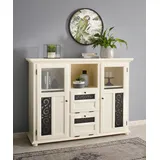 Home Affaire Highboard »Arabesk«, Vitrine mit dekorativen Fräsungen, Breite 160 cm, weiß