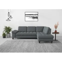 Ecksofa SIT & MORE "Westham L-Form", grau, B:261cm H:88cm T:179cm, 100% Polyester, Sofas, mit Ottomane, mit oder ohne Bettfunktion, Bettkasten, Verstellung
