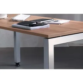 Hammerbacher JS12 höhenverstellbarer Schreibtisch nussbaum rechteckig, 4-Fuß-Gestell silber 120,0 x 80,0 cm