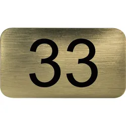 Nummernschild selbstklebend, 35 x 20 mm, Type 33, Kunststoff gold metallic