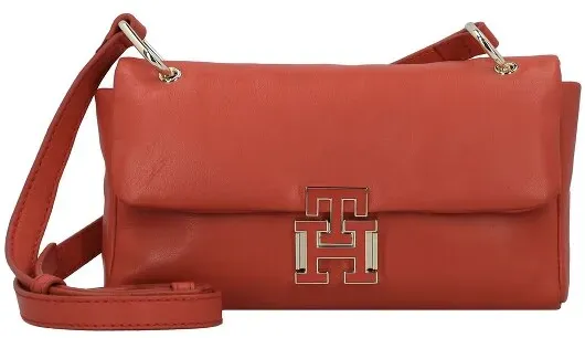 Tommy Hilfiger Pushlock Umhängetasche Leder 22 cm  rot