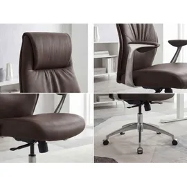 FineBuy Bürostuhl Echtleder Braun