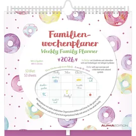 ALPHA EDITION GmbH & Co. KG Familien Wochenkalender Dots 2026 Weiß