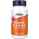 Now Foods Vitamin D-3 & K-2 1000 IU 45 mcg veg Kapseln 120 St.