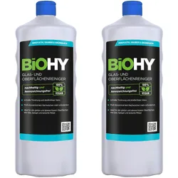 BiOHY Glas- und Oberflächenreiniger (2x1l Flasche) | Konzentrat | Universalreiniger | Intensiv & Nachhaltig reinigender Automatenreiniger