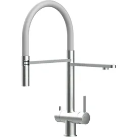 VIZIO 3 Wege Wasserhahn Küchenarmatur Edelstahl Massiv Grau