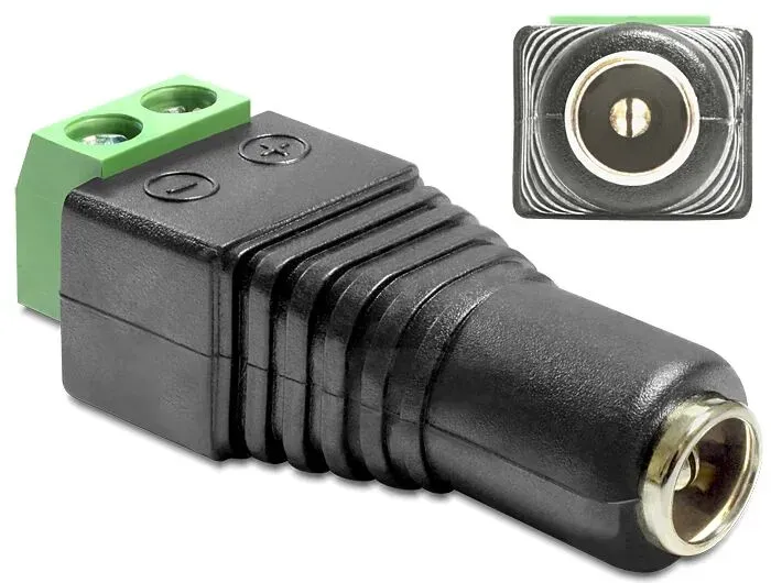 DeLOCK 65421 Kabeladapter DC 2.1 x 5.5 mm 2p Schwarz, Grün, Silber