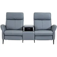 CASEDO Sofa mit Zwischentisch Tarifa Leder Blue Grey