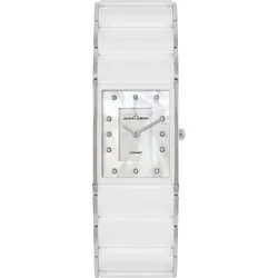 Keramikuhr JACQUES LEMANS "Dublin", weiß, Armbanduhren, Damen, Quarzuhr, Armbanduhr, Damenuhr, Perlmutt-Zifferblatt,Keramikarmband