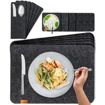 MIQIO 18 er Set Tischsets 6 Platzsets, Bestecktaschen Glasuntersetzer,