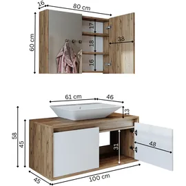 roomart Atlantic 3-tlg. Weiß/Eiche