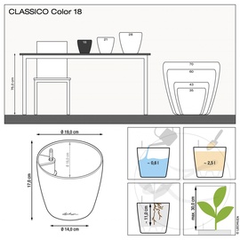 LECHUZA Classico Color 18 Komplettset Ø 19 x 17 cm schiefergrau