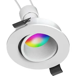 ledscom.de Decken-Einbaustrahler KUN, rund, schwenkbar + Smart Home RGBW GU10 LED Lampe 473lm