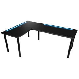 Möbelsystem L-förmiger Gaming Desk mit LED-Beleuchtung schwarz