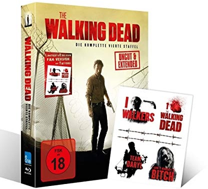 The Walking Dead - Die komplette vierte Staffel - UNCUT & EXTENDED  - Tattoo Fan-Version - limitiert [Blu-ray] (Neu differenzbesteuert)
