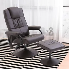 Homcom Massagesessel mit Hocker Kunstleder 64 x 95 x 77 cm Braun elektrisch drehbar
