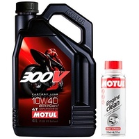 Motul Duo Motor?l 300V Factory Line Road Racing 4T 10W-40 4 Liter + Engine Clean 200ml