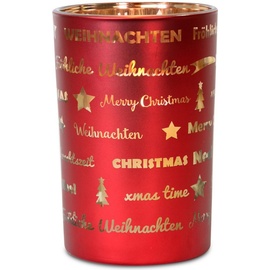 RIFFELMACHER & WEINBERGER Windlicht »Fröhliche Weihnachten, Weihnachtsdeko«, mit besonderem Schriftzug. aus Glas, Höhe 18 cm, Teelichthalter, bunt