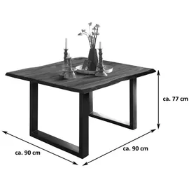 möbelliebling Esstisch Baumkante Massiv Akazie natur 90 x 90 schwarz NOAH